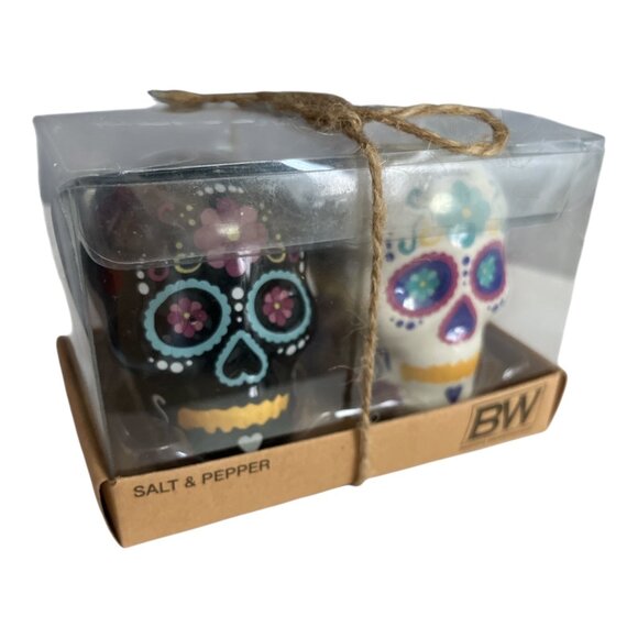 Boston Warehouse Day of the Dead Sugar Skull Salt & Pepper Shaker Set – Ceramic - Picture 2 of 5